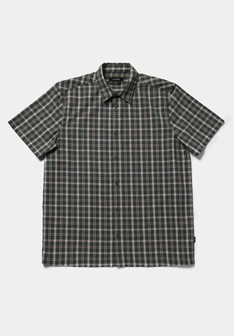 Imagine a Camasa Cu Maneca Scurta De Barbati Verde Relaxed Fit  Cl1080585