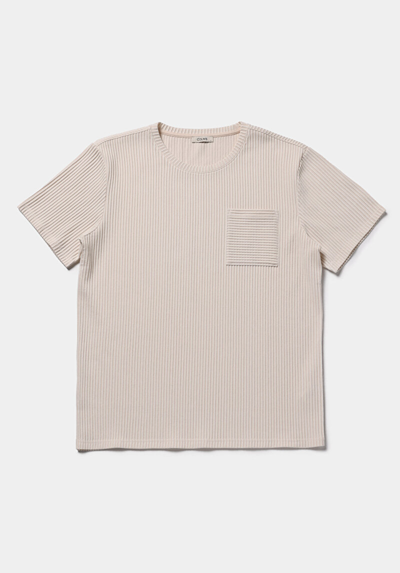 Imagine a Tricou Cu Maneca Scurta De Barbati Bej Comfort Fit  Cl1080250