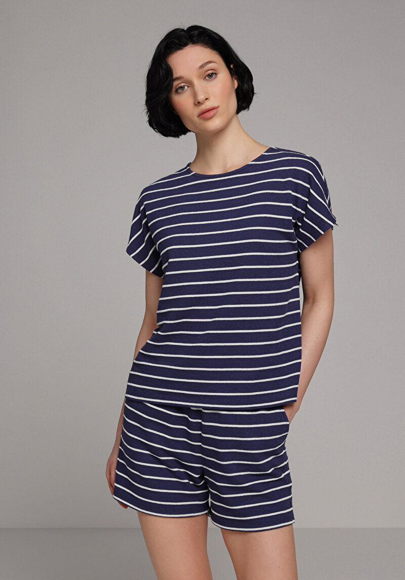 Imagine a Tricou Cu Maneca Scurta De Dama Albastru Marin Regular Fit  Cl1078835