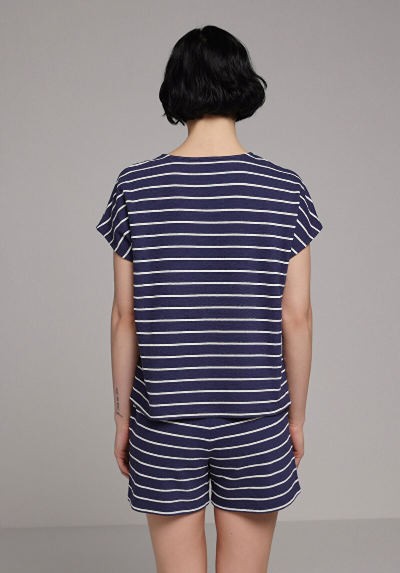 Imagine a Tricou Cu Maneca Scurta De Dama Albastru Marin Regular Fit Cl1078835