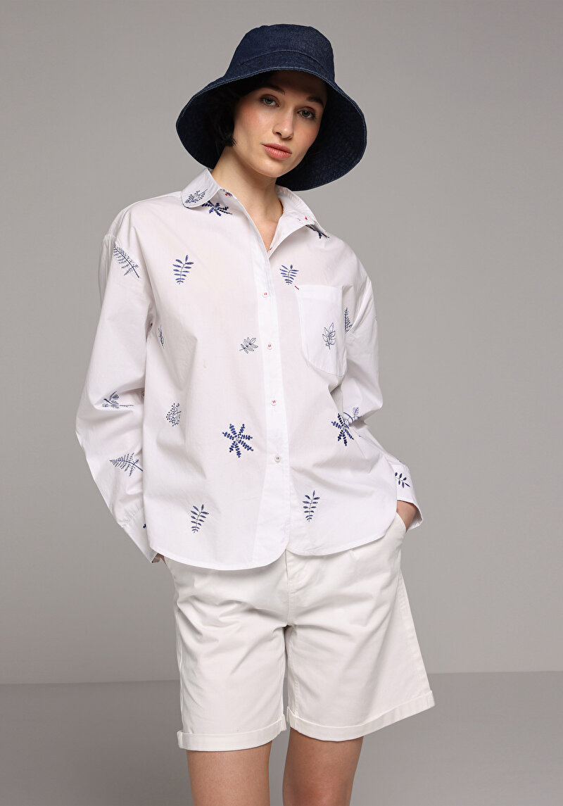 Imagine a Camasa Cu Maneca Lunga De Dama Ecru Boyfriend Cl1078948