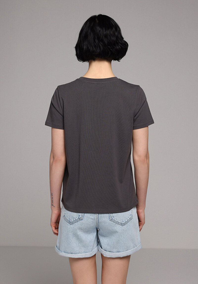 Imagine a Tricou Cu Maneca Scurta De Dama Antracit Regular Fit Cl1080073