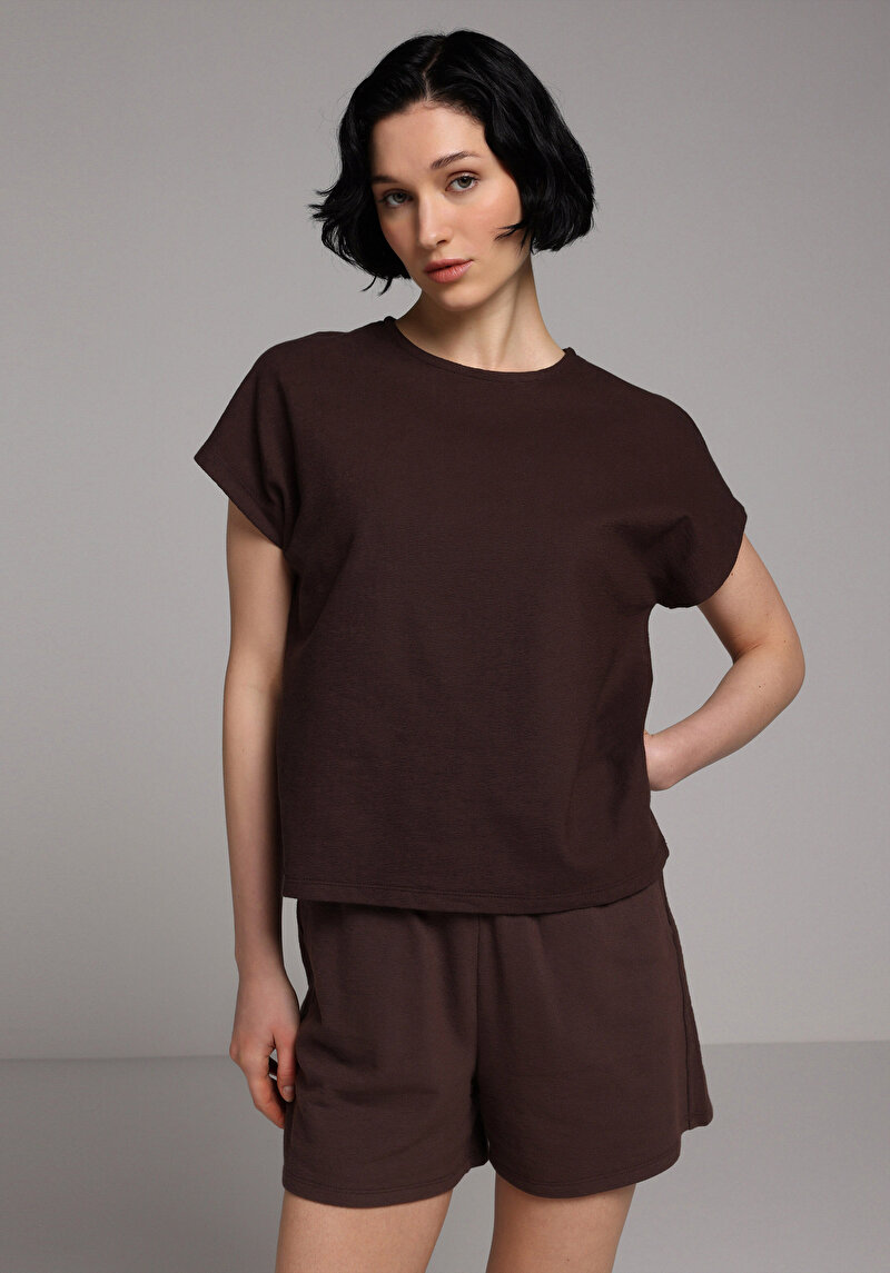 Imagine a Tricou Cu Maneca Scurta De Dama Maro Regular Fit  Cl1081028