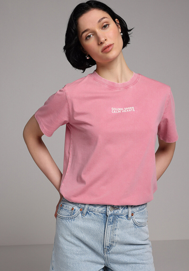 Imagine a Tricou Cu Maneca Scurta De Dama Roz Regular Fit Cl1081564