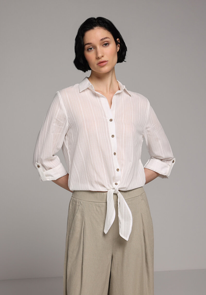 Imagine a Camasa Cu Maneca Lunga De Dama Alb Fashion Fit Cl1081150