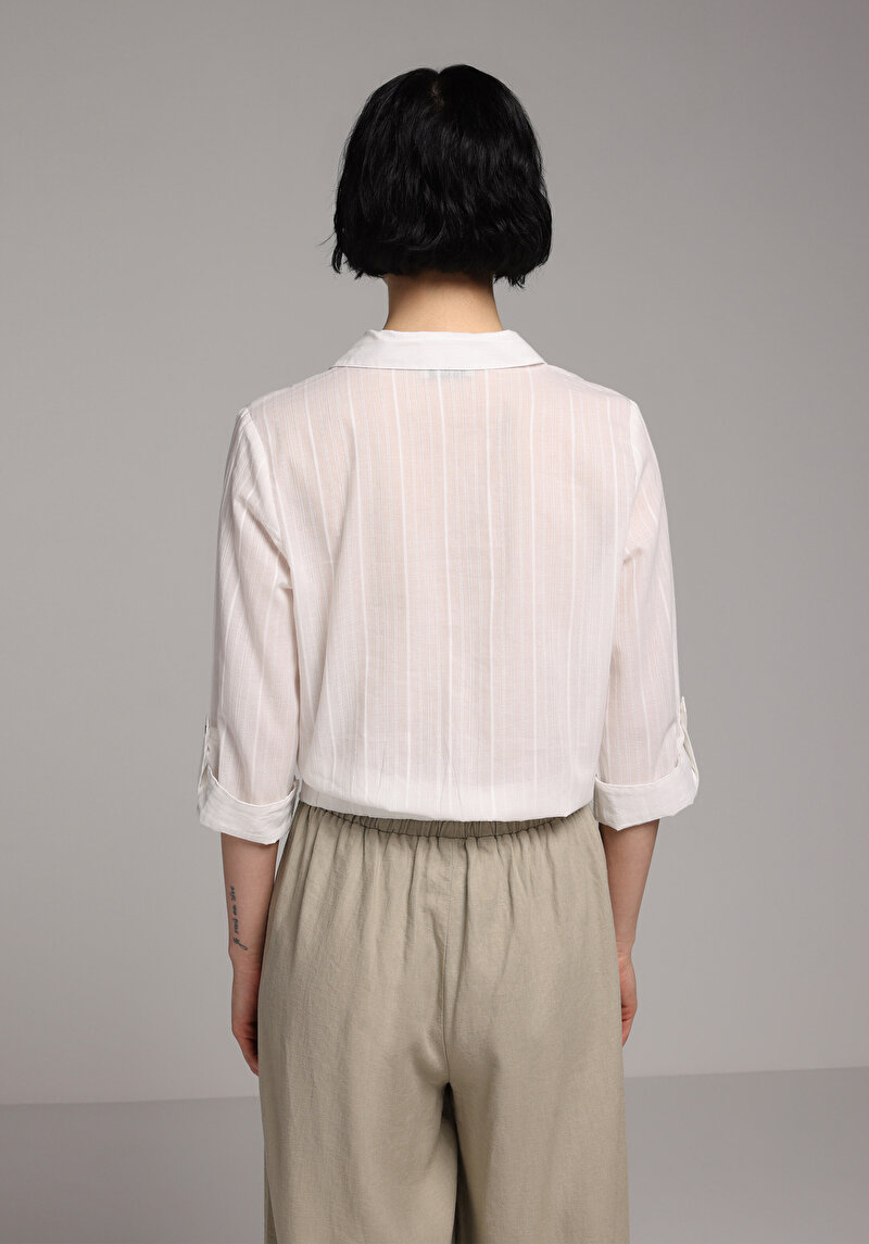 Imagine a Camasa Cu Maneca Lunga De Dama Alb Fashion Fit Cl1081150