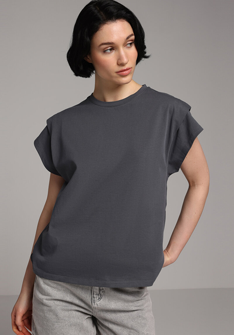 Imagine a Tricou Cu Maneca Scurta De Dama Antracit Regular Fit Cl1079003