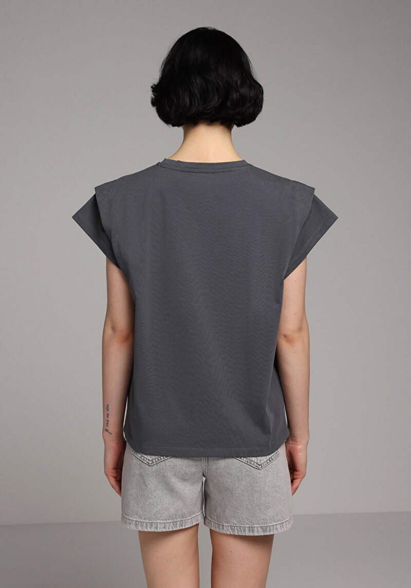 Imagine a Tricou Cu Maneca Scurta De Dama Antracit Regular Fit Cl1079003