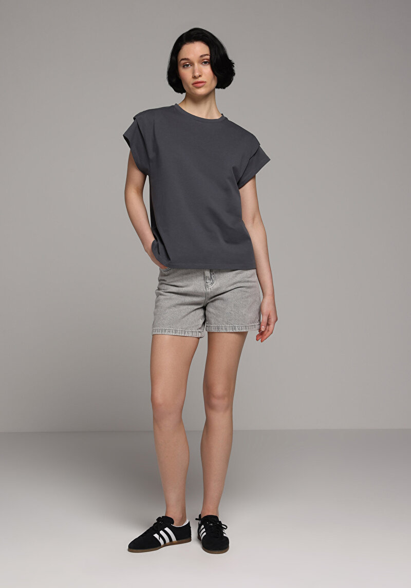 Imagine a Tricou Cu Maneca Scurta De Dama Antracit Regular Fit  Cl1079003