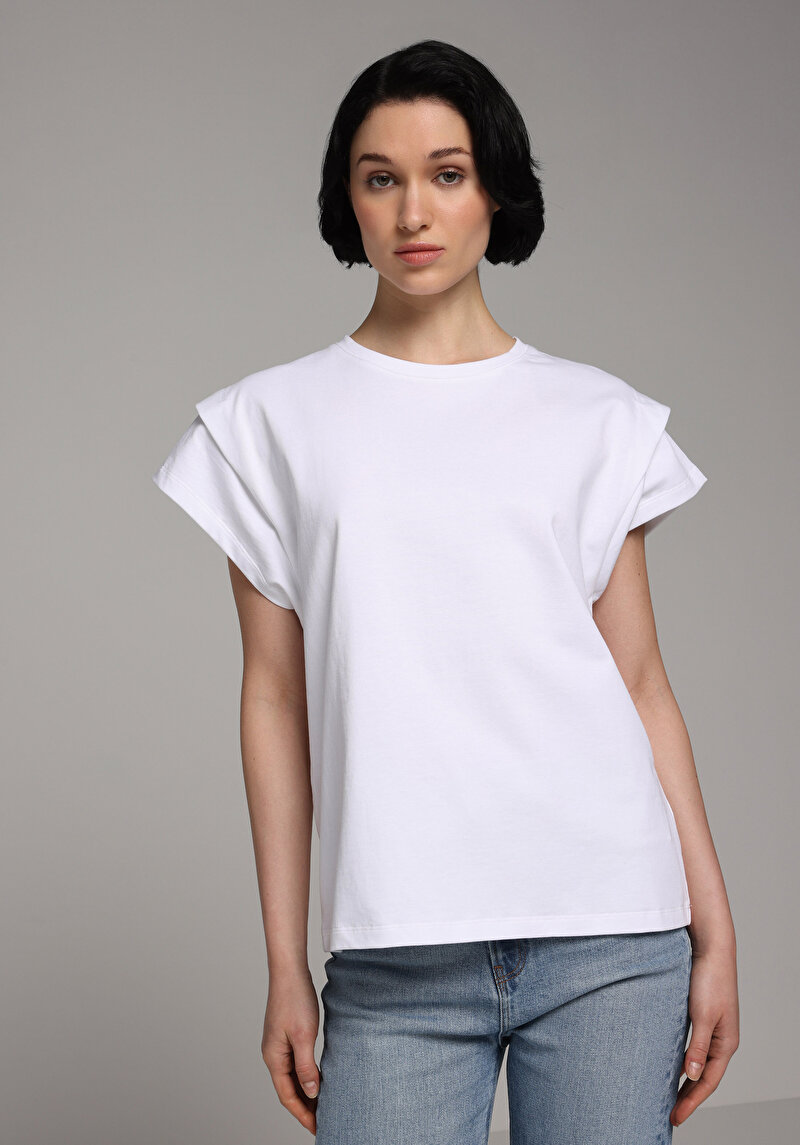 Imagine a Tricou Cu Maneca Scurta De Dama Alb Regular Fit Cl1079003