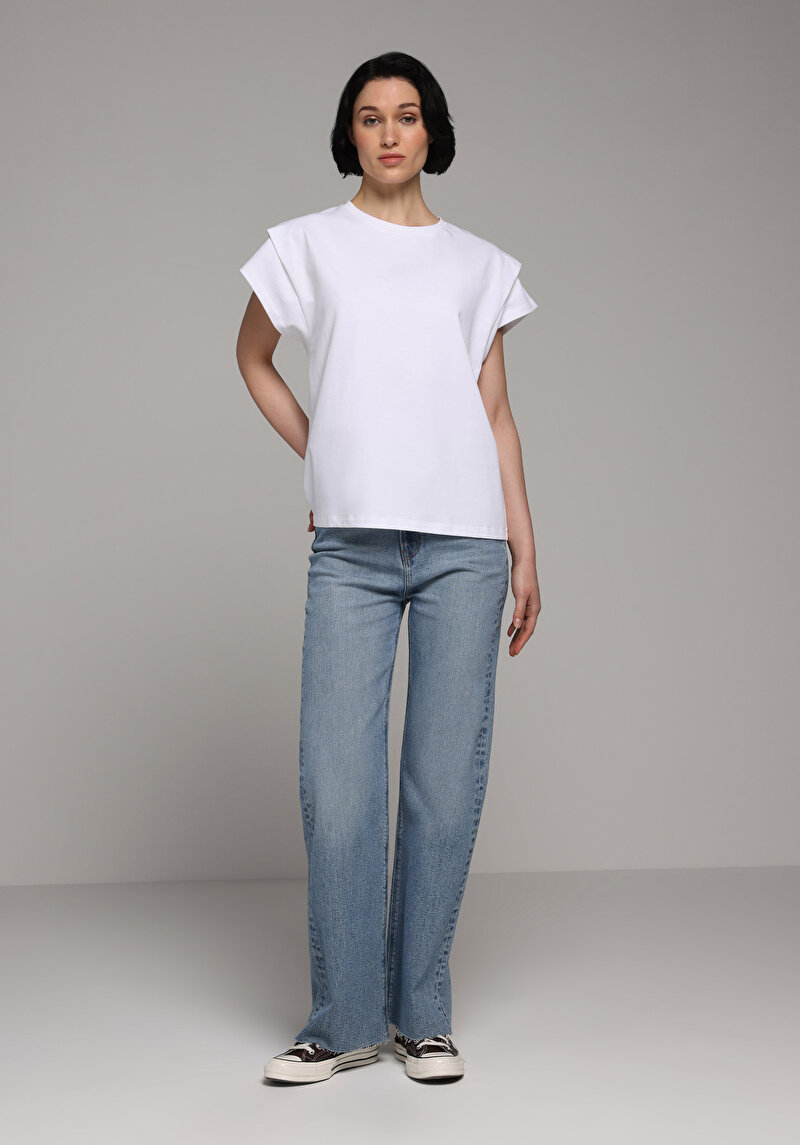 Imagine a Tricou Cu Maneca Scurta De Dama Alb Regular Fit Cl1079003