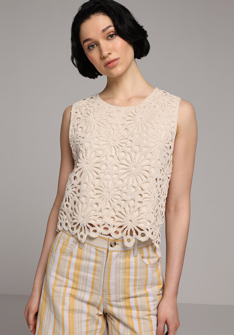 Imagine a Bluza Cu Maneca Scurta De Dama Bej Regular Fit Cl1080474