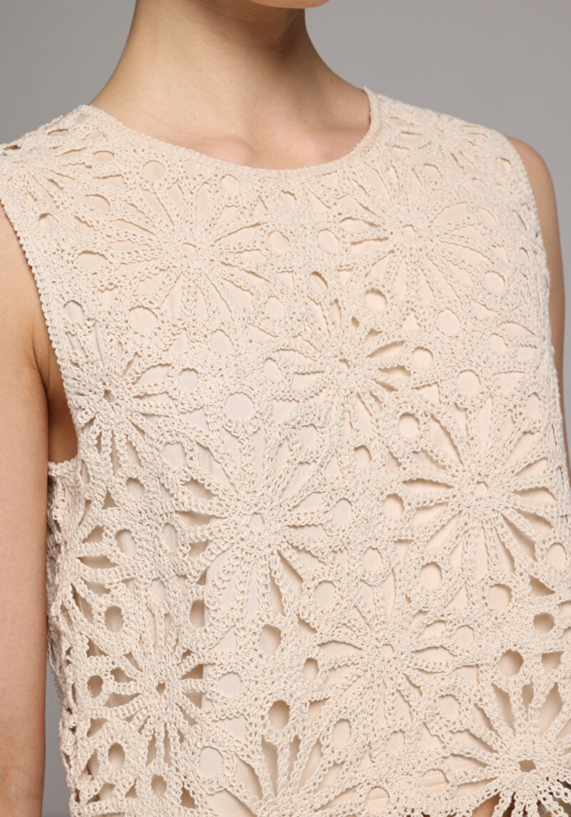 Imagine a Bluza Cu Maneca Scurta De Dama Bej Regular Fit Cl1080474