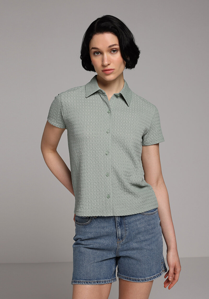 Imagine a Tricou Polo Cu Maneca Scurta De Dama Verde Slim Fit Cl1078959