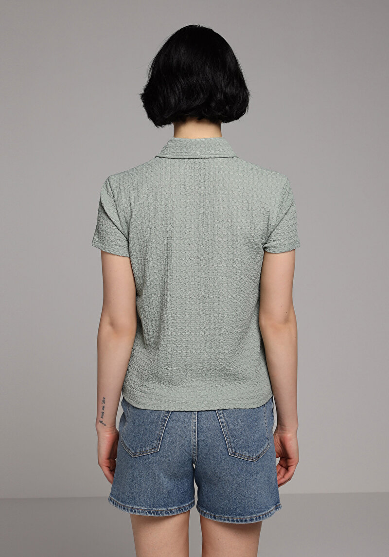 Imagine a Tricou Polo Cu Maneca Scurta De Dama Verde Slim Fit Cl1078959