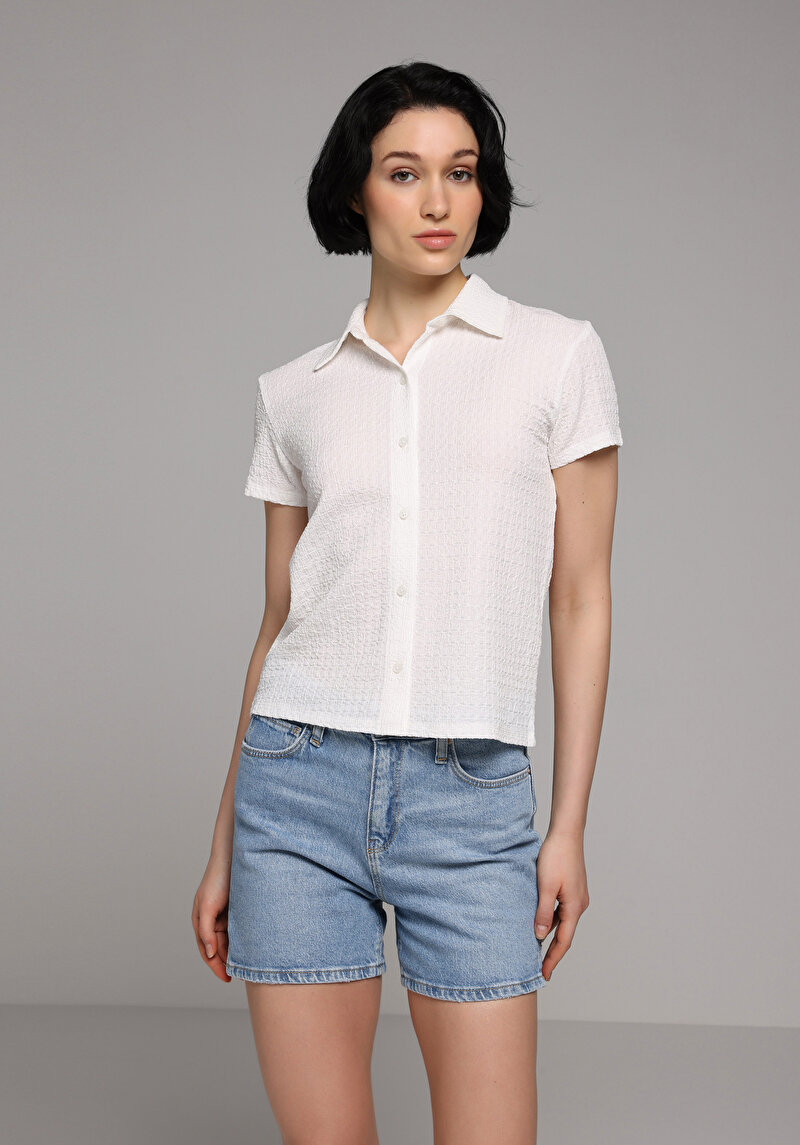 Imagine a Tricou Polo Cu Maneca Scurta De Dama Alb Slim Fit  Cl1078959