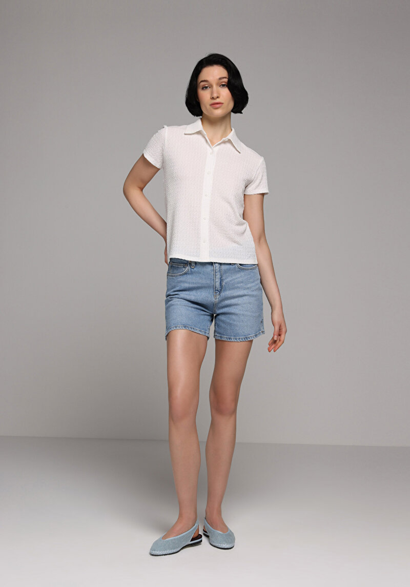 Imagine a Tricou Polo Cu Maneca Scurta De Dama Alb Slim Fit Cl1078959