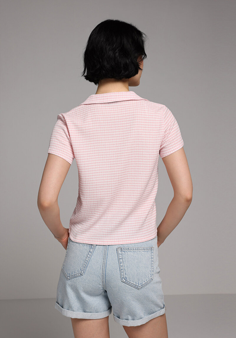 Imagine a Tricou Polo Cu Maneca Scurta De Dama Roz Slim Fit  Cl1080367