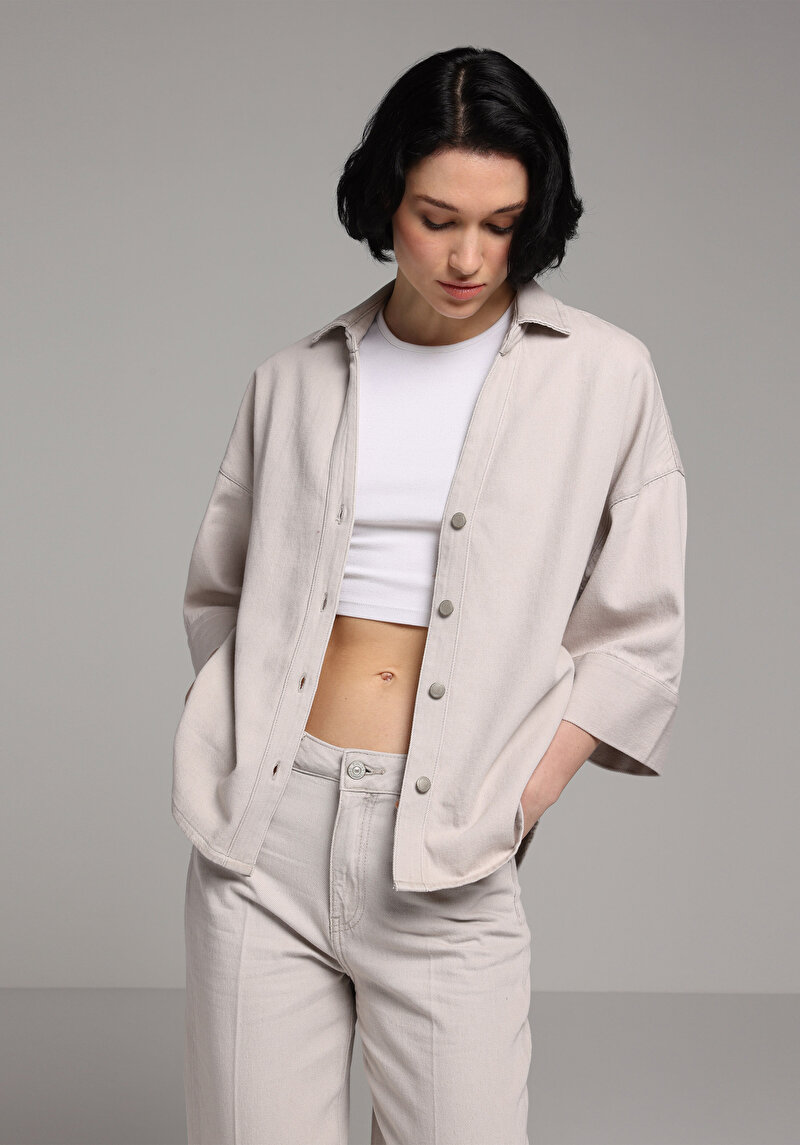 Imagine a Camasa Cu Maneca Scurta De Dama Oversize Fit Cl1081430