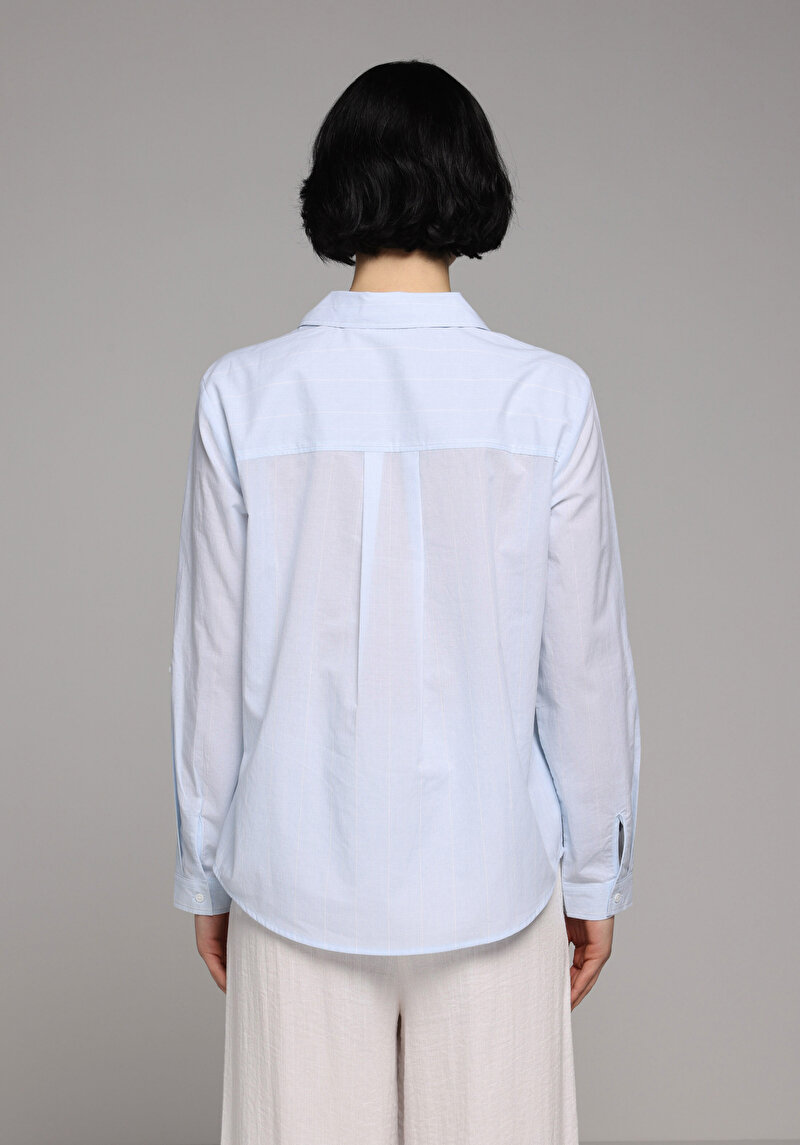 Imagine a Camasa Cu Maneca Lunga De Dama Albastru Regular Fit Cl1081253