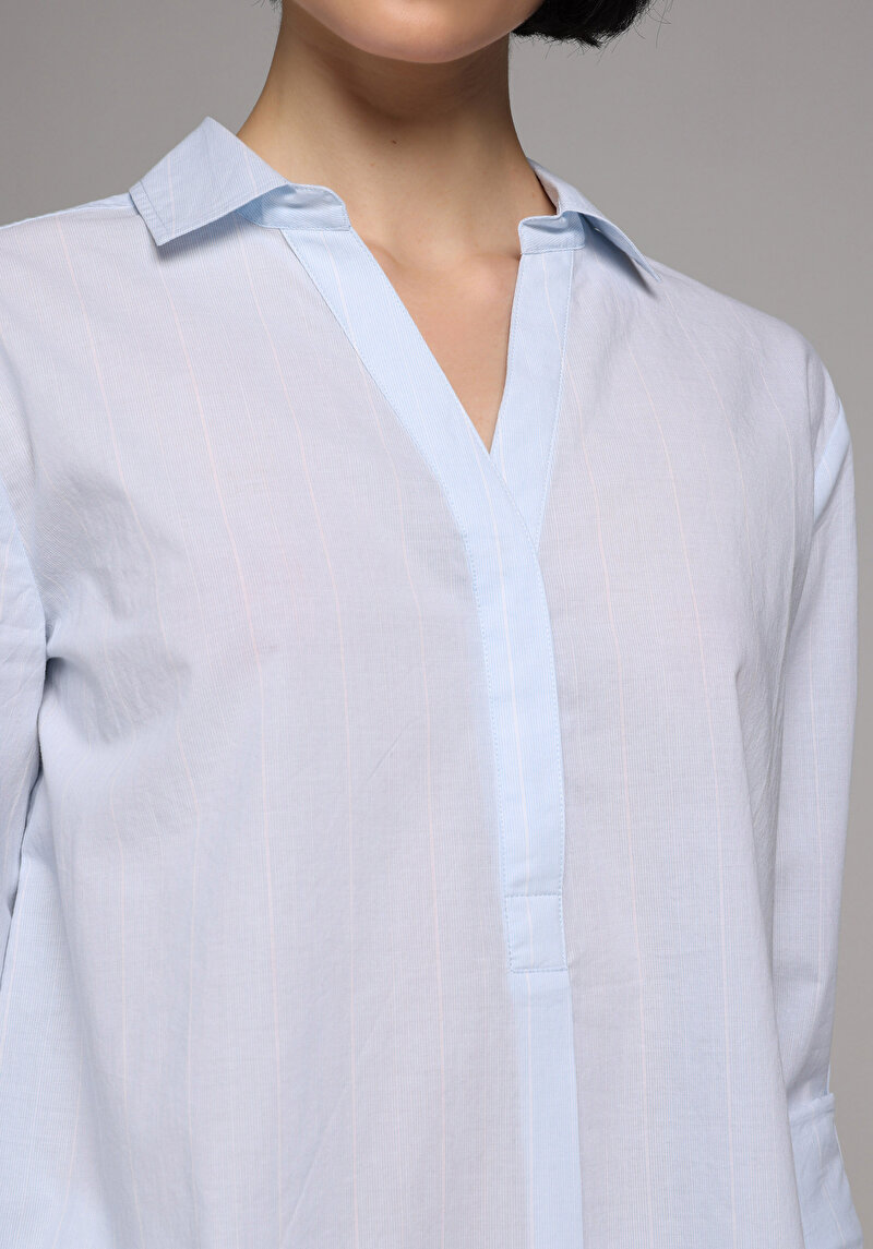 Imagine a Camasa Cu Maneca Lunga De Dama Albastru Regular Fit Cl1081253