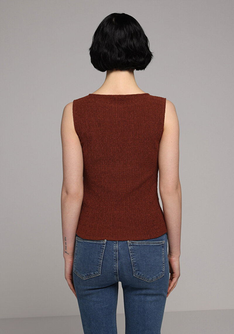 Imagine a Bluza Cu Maneca Scurta De Dama Maro Slim Fit  Cl1078620