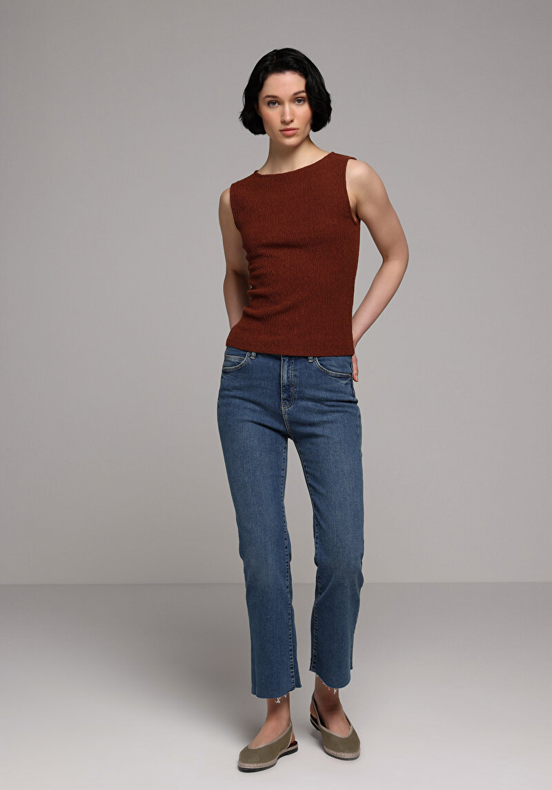 Imagine a Bluza Cu Maneca Scurta De Dama Maro Slim Fit  Cl1078620