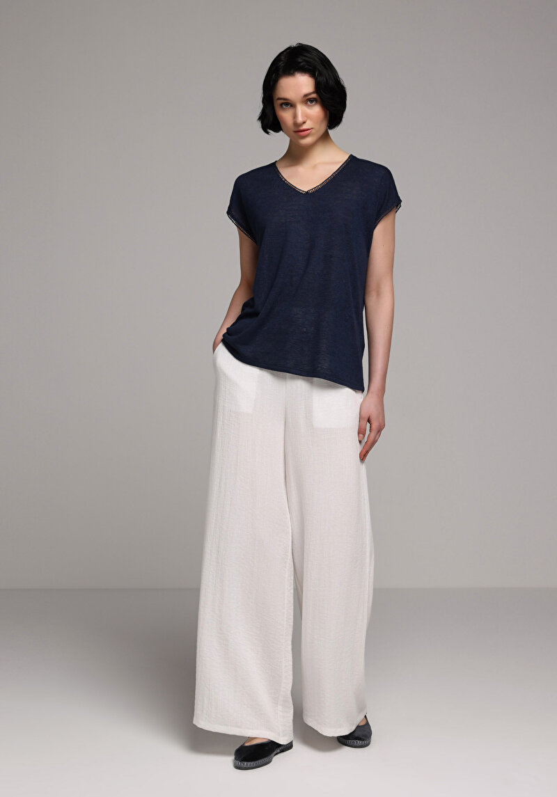 Imagine a Bluza Cu Maneca Scurta De Dama Albastru Marin Regular Fit  Cl1079150
