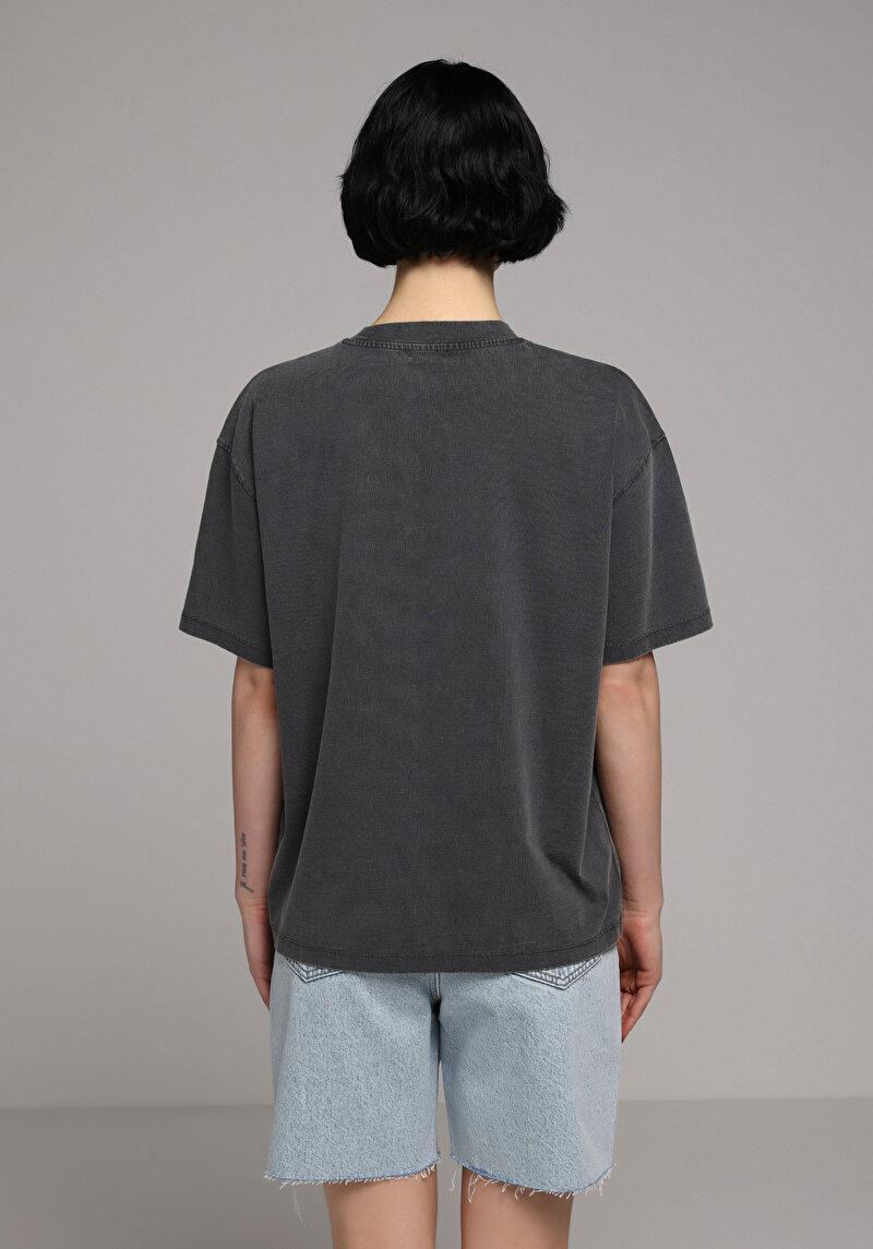 Imagine a Tricou Cu Maneca Scurta De Dama Antracit Oversize Fit  Cl1082272