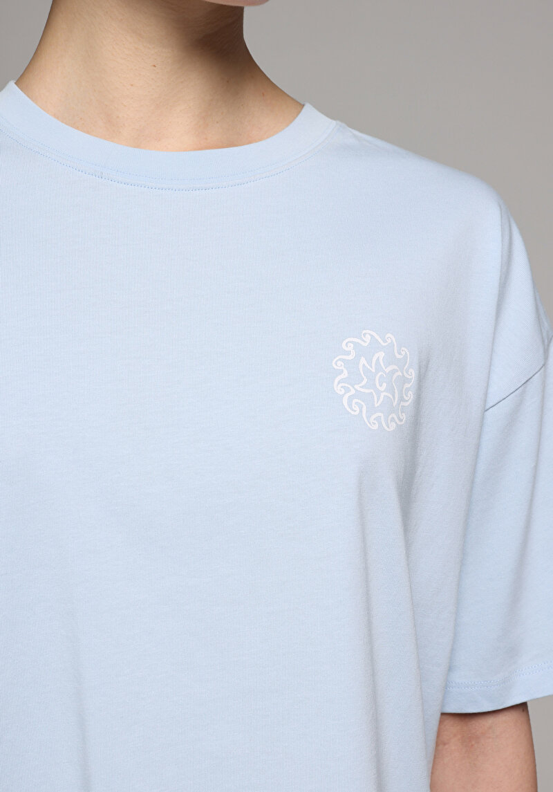 Imagine a Tricou Cu Maneca Scurta De Dama Albastru Relaxed Fit  Cl1079043