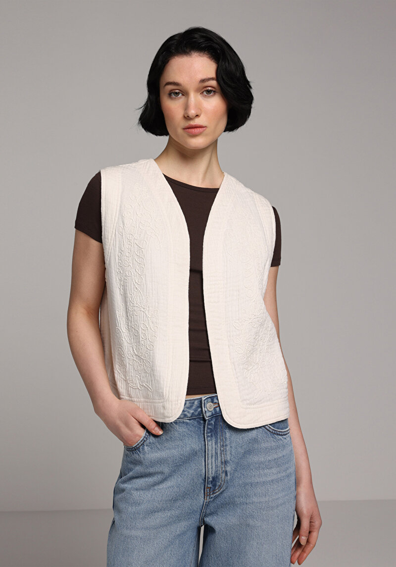 Imagine a Camasa Cu Maneca Scurta De Dama Ecru Fashion Fit Cl1080023