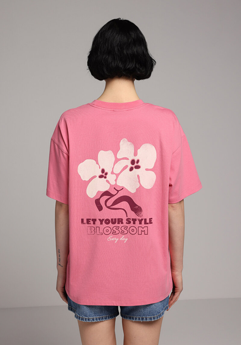 Imagine a Tricou Cu Maneca Scurta De Dama Roz Relaxed Fit  Cl1080038