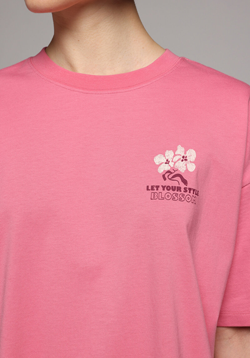 Imagine a Tricou Cu Maneca Scurta De Dama Roz Relaxed Fit  Cl1080038