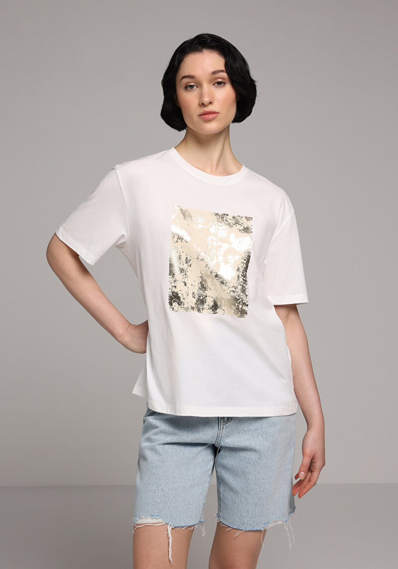 Imagine a Tricou Cu Maneca Scurta De Dama Alb Regular Fit  Cl1080071