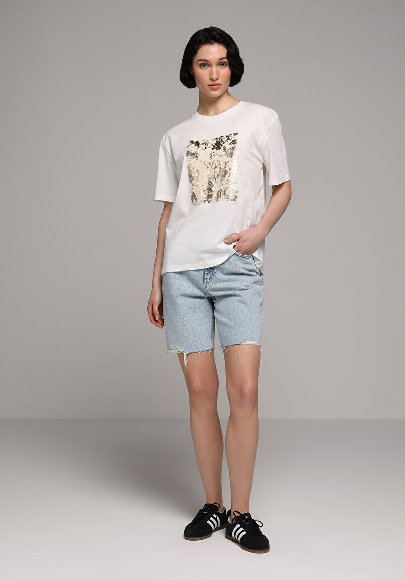 Imagine a Tricou Cu Maneca Scurta De Dama Alb Regular Fit Cl1080071