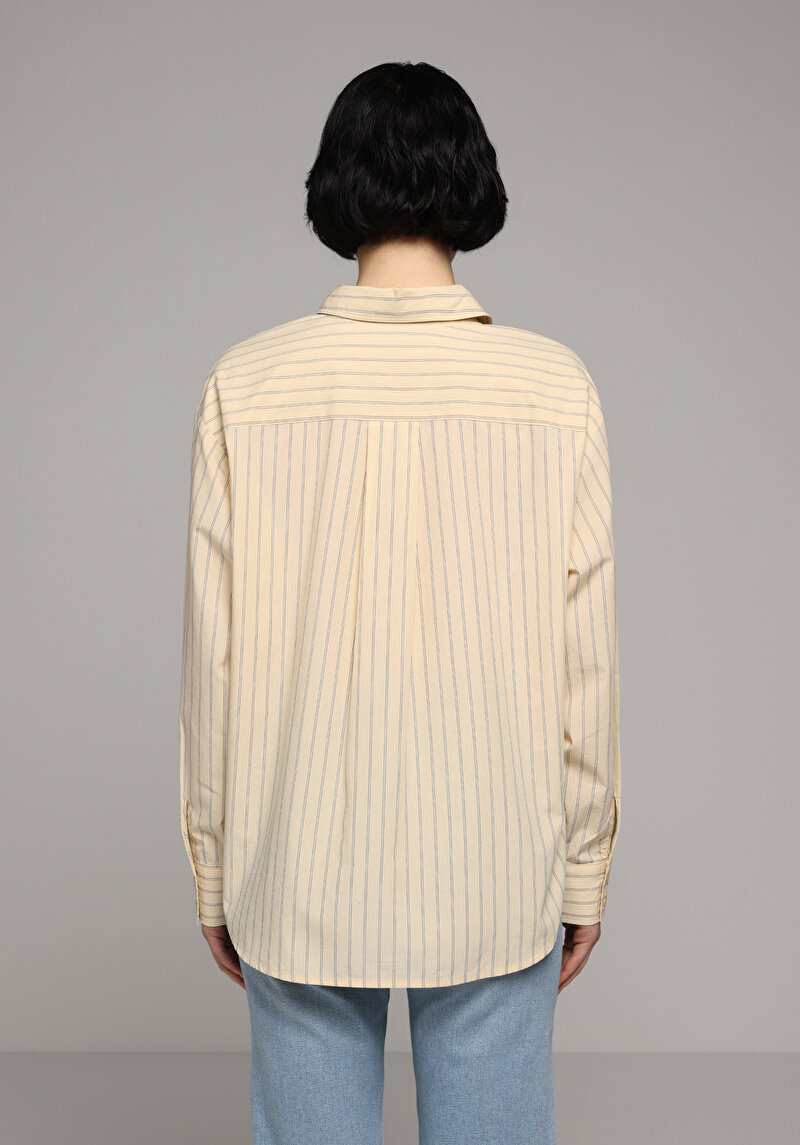 Imagine a Camasa Cu Maneca Lunga De Dama Galben Boyfriend Fit Cl1080369