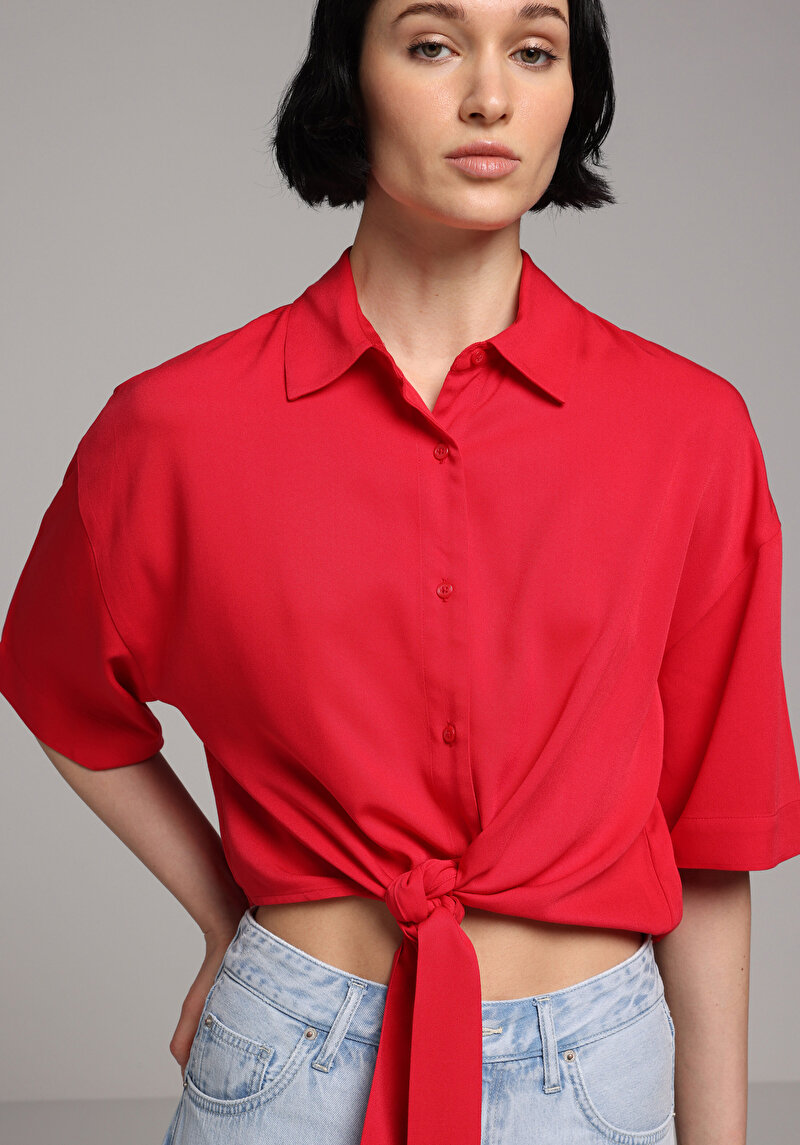 Imagine a Camasa Cu Maneca Scurta De Dama Roşu Fashion Fit  Cl1080562