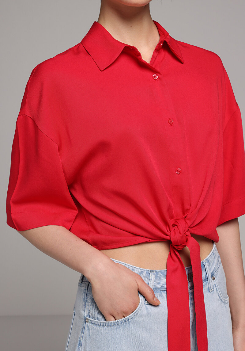 Imagine a Camasa Cu Maneca Scurta De Dama Roşu Fashion Fit  Cl1080562