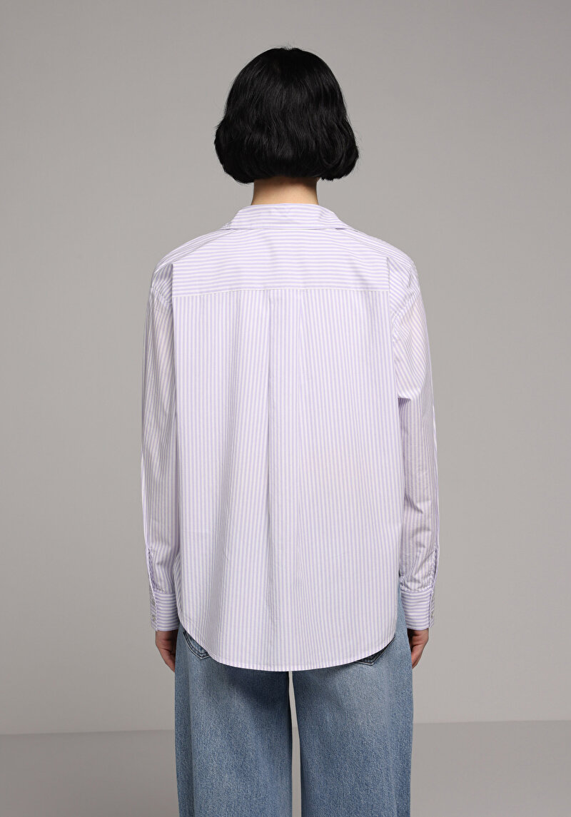 Imagine a Camasa Cu Maneca Lunga De Dama Mov Boyfriend Fit Cl1080564