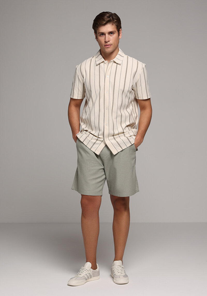 Imagine a Tricou Polo Cu Maneca Scurta De Barbati Ecru Regular Fit  Cl1081010