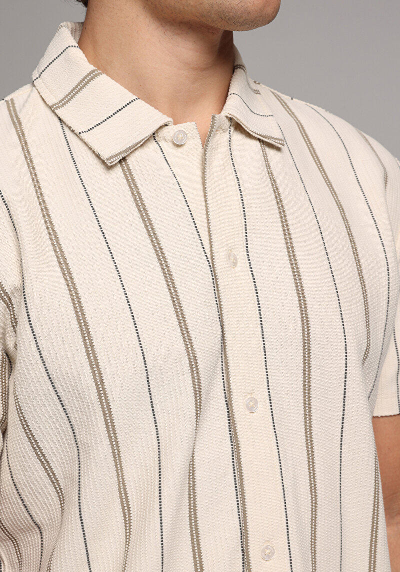 Imagine a Tricou Polo Cu Maneca Scurta De Barbati Ecru Regular Fit  Cl1081010