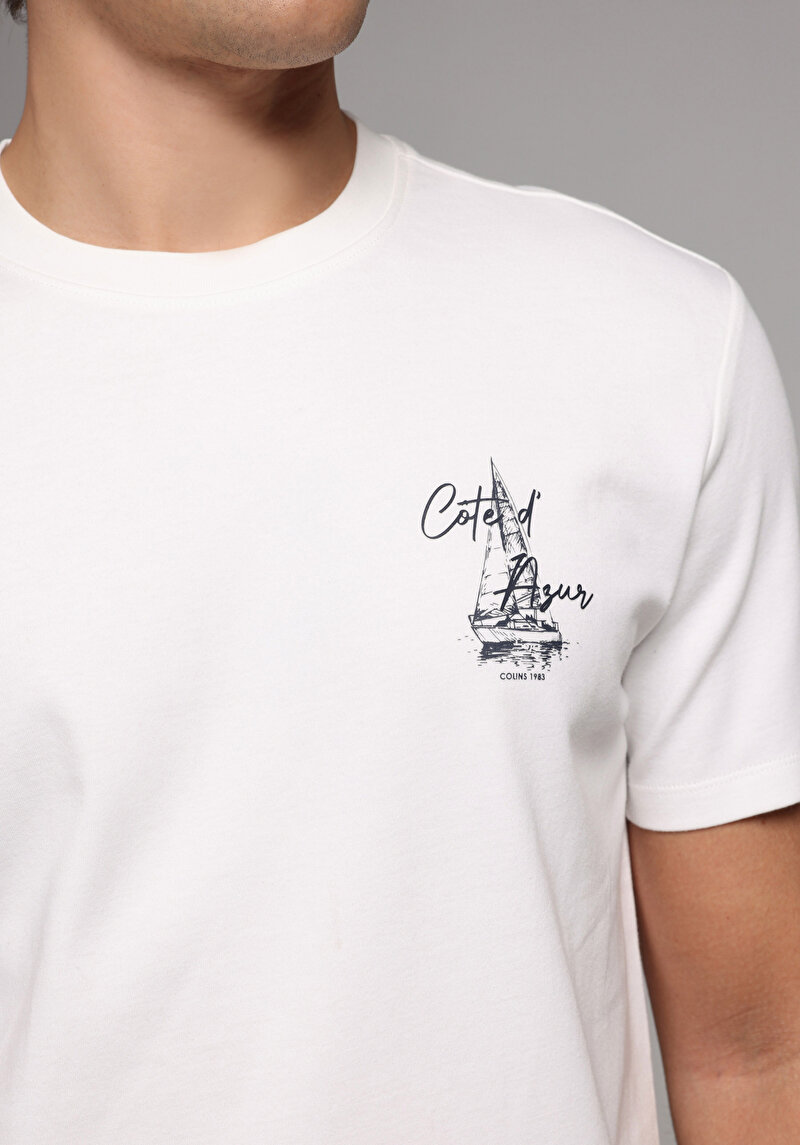 Imagine a Tricou Cu Maneca Scurta De Barbati Alb Regular Fit Cl1079277