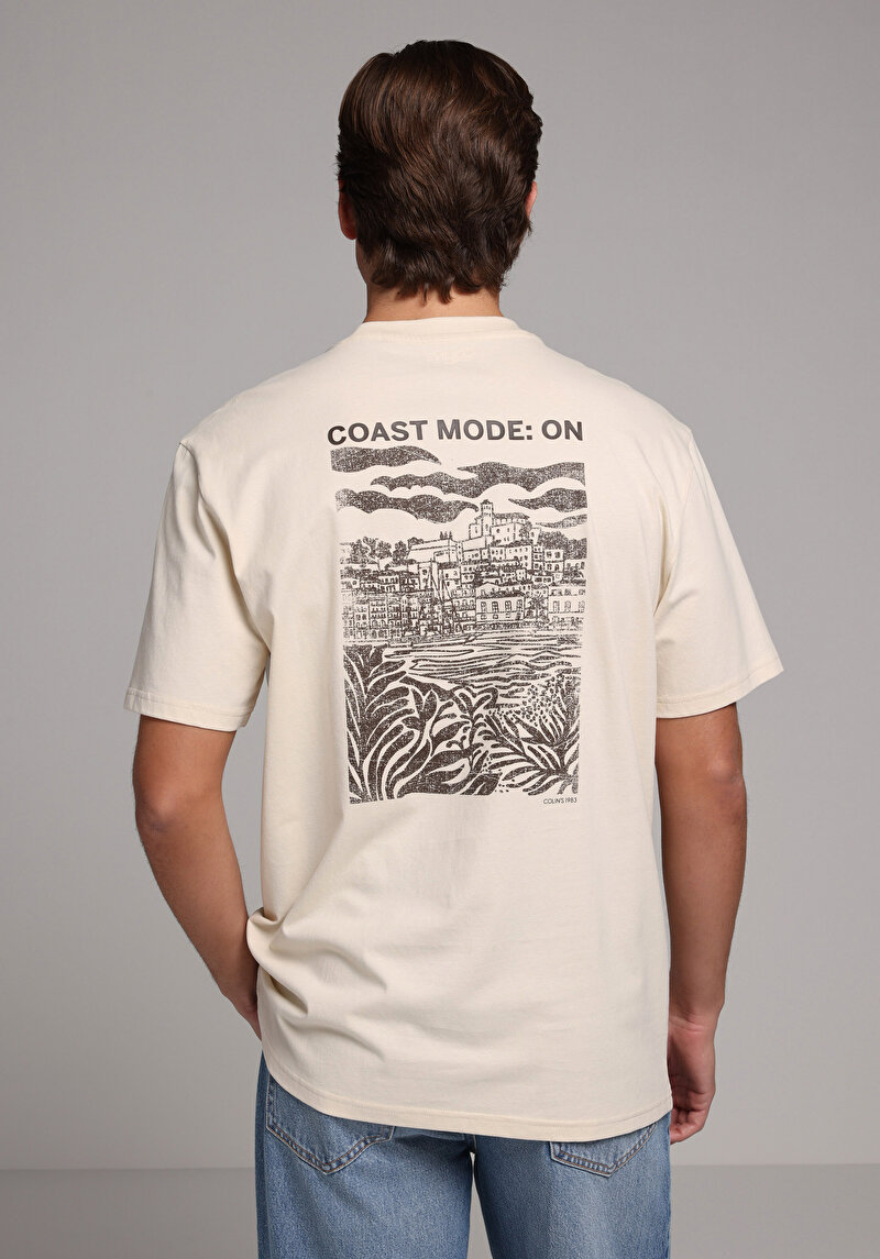 Imagine a Tricou Cu Maneca Scurta De Barbati Bej Comfort Fit Cl1079367