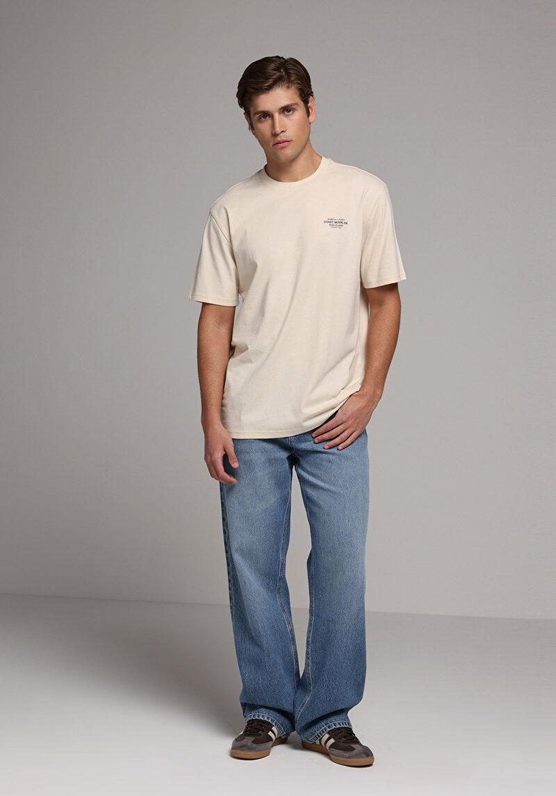 Imagine a Tricou Cu Maneca Scurta De Barbati Bej Comfort Fit  Cl1079367