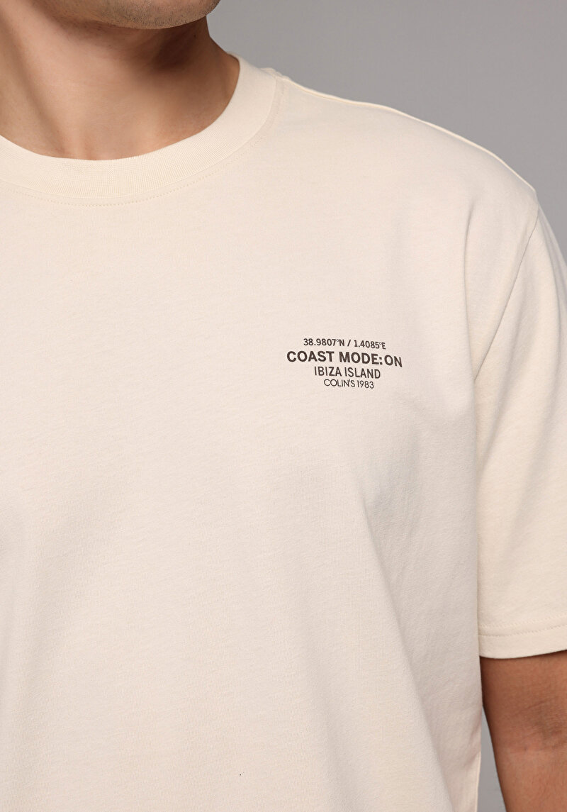 Imagine a Tricou Cu Maneca Scurta De Barbati Bej Comfort Fit  Cl1079367