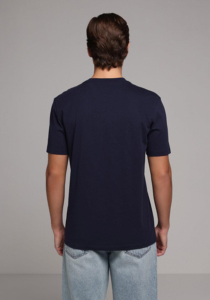 Imagine a Tricou Cu Maneca Scurta De Barbati Albastru Marin Regular Fit Cl1079368