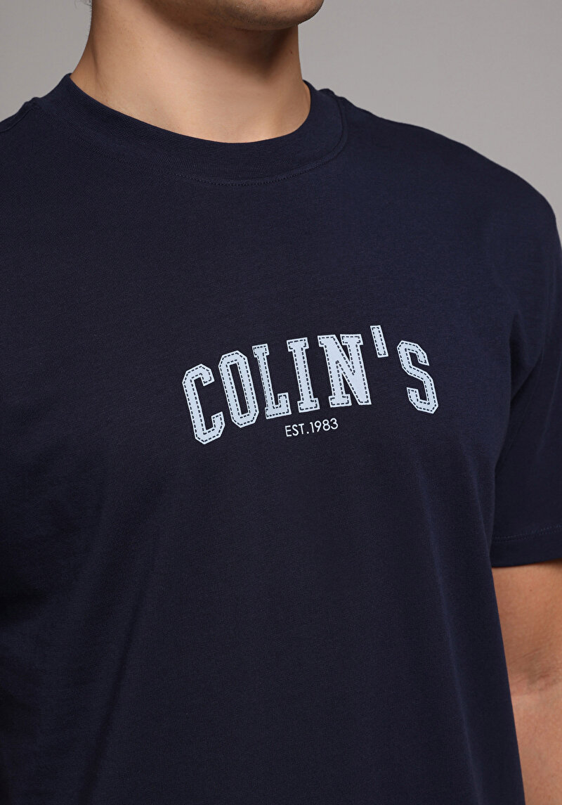 Imagine a Tricou Cu Maneca Scurta De Barbati Albastru Marin Regular Fit Cl1079368