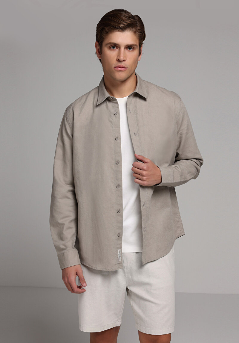 Imagine a Camasa Cu Maneca Lunga De Barbati Maro Regular Fit Cl1080088