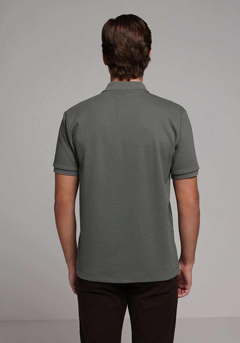 Imagine a Tricou Polo Cu Maneca Scurta De Barbati Kaki Regular Fit  Cl1080247