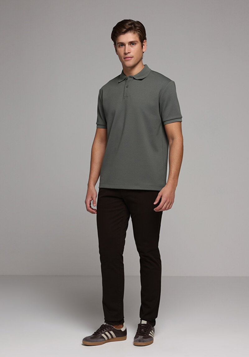 Imagine a Tricou Polo Cu Maneca Scurta De Barbati Kaki Regular Fit Cl1080247